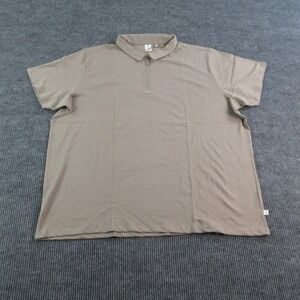 Studio A Polo Shirt Mens 4XL Beige 1/4 Zip Pullover Short Sleeve 100% Cotton NWT